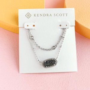 Elisa Platinum Drusy Silver Multi Strand Necklace